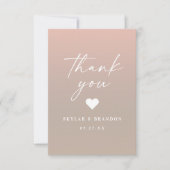 Carte De Remerciements Chic Ombre Blush rose & Mariage kaki beige (Devant)
