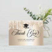 Carte De Remerciements Chic Parties scintillant Champagne noir Script Gra (Debout devant)