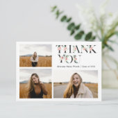 Carte De Remerciements Chic Peach Pink Floral Letter Graduation Thank You (Debout devant)