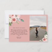 Carte De Remerciements Chic Peach Pink Floral Letter Graduation Thank You (Dos)