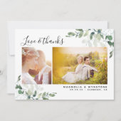 Carte De Remerciements Chic Photo Mariage Eucalyptus (Devant)