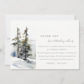 Carte De Remerciements Chic Pine d'hiver Mariage paysage neige (Devant)
