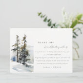Carte De Remerciements Chic Pine d'hiver Mariage paysage neige (Debout devant)