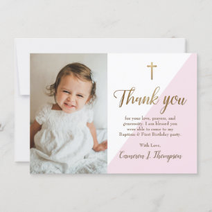 Carte De Remerciements Chic Pink Or moderne Premier anniversaire photo de