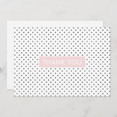 Carte De Remerciements Chic pois noir blanc (Devant / Derrière)