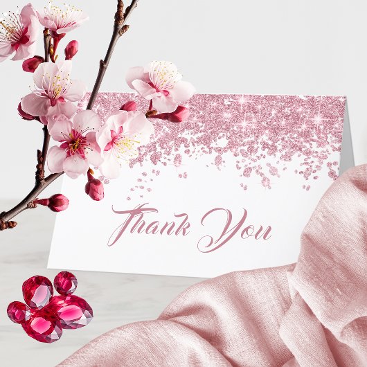 Carte De Remerciements Chic Rose Gold Sparkles Anniversaire