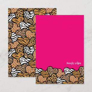Carte De Remerciements Chic rose Poster de animal Coeur Valentine Nom per