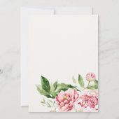 CARTE DE REMERCIEMENTS CHIC ROSE VERT PEONY FLORAL FÊTE DES MARIÉES INVIT (Dos)