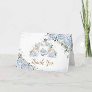 Carte De Remerciements Chic Roses Bleues Princesse Carrosse Enterrement d