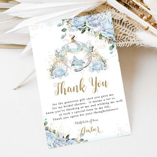 Carte De Remerciements Chic Roses Bleues Princesse Carrosse Enterrement d