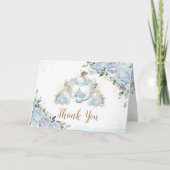 Carte De Remerciements Chic Roses Bleues Princesse Carrosse Mariage (Devant)