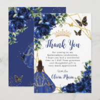 Chic Royal Blue Flowers Floral Quinceañera