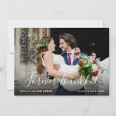 Carte De Remerciements Chic Script Mariage Photo Forever Thankful (Devant)