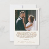 Carte De Remerciements Chic Script Photo Cream Mariage or (Dos)