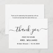 Carte De Remerciements Chic Stylish Trendy Text Fête des mariées Future M (Devant / Derrière)