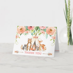 Carte De Remerciements Chic Tribal Woodland Animaux Baby shower Anniversa
