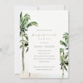 Carte De Remerciements Chic Tropical Beach Palm Trees Fiançailles Invitat (Devant)