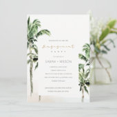 Carte De Remerciements Chic Tropical Beach Palm Trees Fiançailles Invitat (Debout devant)