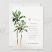 Carte De Remerciements Chic Tropical Beach Palm Trees Mariage aquarelle (Devant)