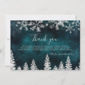 Carte De Remerciements Chic turquoise hiver mariage de pin d'argent (Devant)