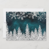 Carte De Remerciements Chic turquoise hiver mariage de pin d'argent (Dos)