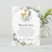 Carte De Remerciements Chic Vert Jungle Animaux Baptême Christening (Debout devant)