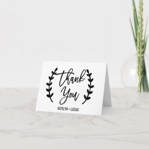 Carte De Remerciements Chic White Black Olive Branches Thank You