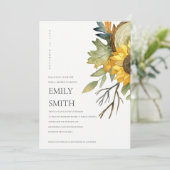 CARTE DE REMERCIEMENTS CHIC YELLOW SUNFLOWER FLORAL BRIDAL SHOWER INVITE (Debout devant)