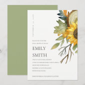 CARTE DE REMERCIEMENTS CHIC YELLOW SUNFLOWER FLORAL BRIDAL SHOWER INVITE (Devant / Derrière)