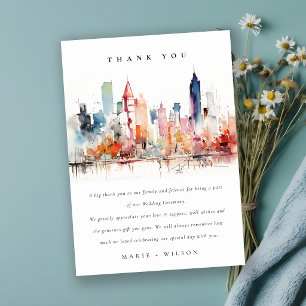 Carte De Remerciements Chicago Illinois Aquarelle Paysage Mariage