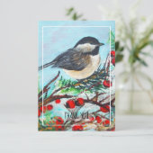Carte De Remerciements Chickadee-Sweet Winter Black Capped Bird (Debout devant)