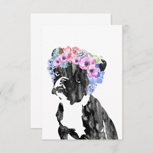 Carte De Remerciements Chien À Fleur Et Bulldog Français Amoureux des chi (Devant / Derrière)