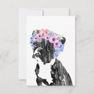Carte De Remerciements Chien À Fleur Et Bulldog Français Amoureux des chi