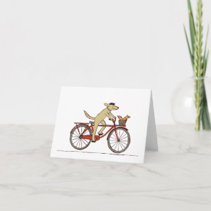 Carte De Remerciements Chien à vélo avec ami écureuil - Art animal amusan
