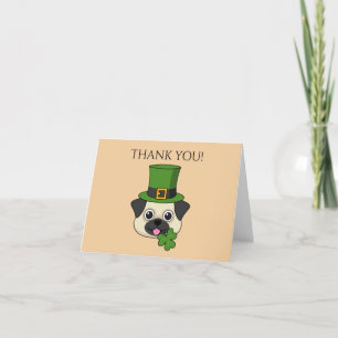 Carte De Remerciements Chien avec Casquette et Shamrock St Patrick's   Pe