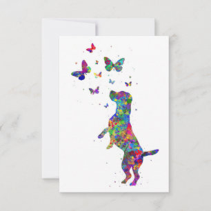 Carte De Remerciements Chien Beagle Amoureux de Papillons Jouant avec des