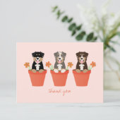 Carte De Remerciements Chien Berger Australien Dans Un Pot De Fleurs (Debout devant)