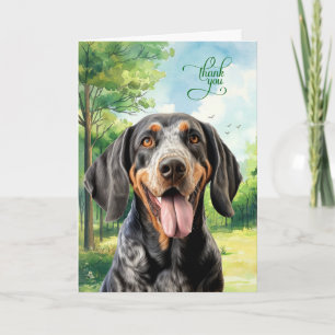 Carte De Remerciements Chien Bluetick Coonhound dans une prairie rurale