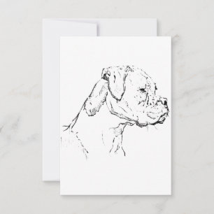 Carte De Remerciements Chien Boxer Art à l'encre – Dessin au trait minima