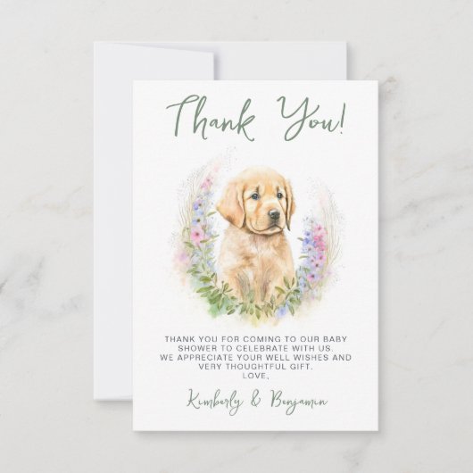 Carte De Remerciements Chien Chien Chien Chien Chien Moderne Sage Vert Ba (Devant)