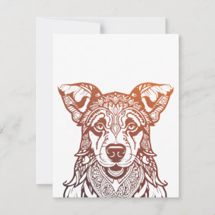 Carte De Remerciements Chien Mandala Ornemental, Chien Dessiné À La Main 