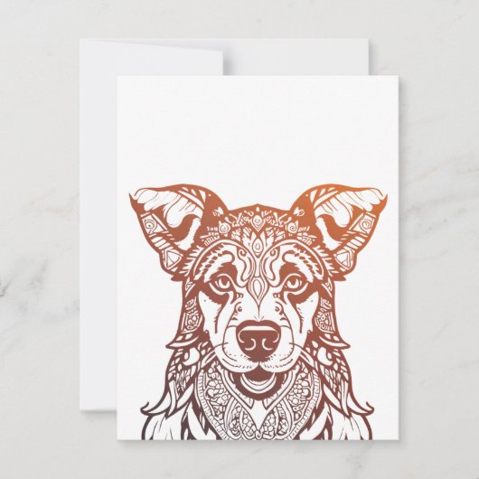 Carte De Remerciements Chien Mandala Ornemental, Chien Dessiné À La Main  (Devant)