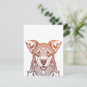 Carte De Remerciements Chien Mandala Ornemental, Chien Dessiné À La Main  (Debout devant)