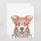 Carte De Remerciements Chien Mandala Ornemental, Chien Dessiné À La Main  (Devant / Derrière)