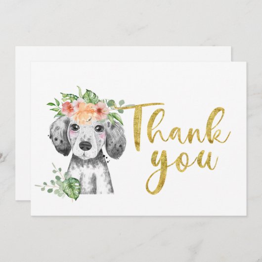 Carte De Remerciements chien mignon (Devant / Derrière)