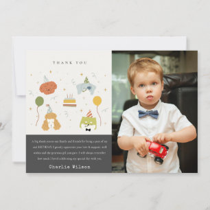 Carte De Remerciements Chiens de marionnettes de la fête des enfants Phot