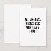 Carte De Remerciements Chiens marchant : parce que les chats ne me paiero (Devant / Derrière)