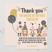 Carte De Remerciements Chiens mignons en forme d'arbre avec chapeaux de f (Devant / Derrière)