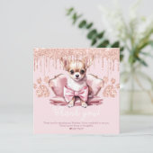 Carte De Remerciements Chihuahua Chien avec Parties scintillant fête d'an (Debout devant)