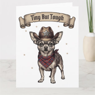 Carte De Remerciements chihuahua, tout petit mais coriace, chien cowboy,